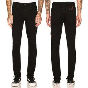 Ksubi Mid Rise Slim Tapered Leg Chitch Jeans Stretch Laid Black Size: 34 NWT